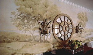 Collins Dining Room Grisaille Mural Detail